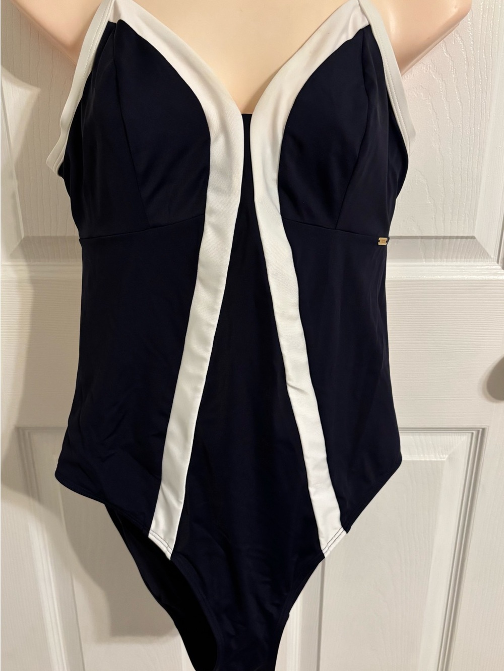 Bravissimo Panache Swimsuit Size 32DD Navy & White Underwire